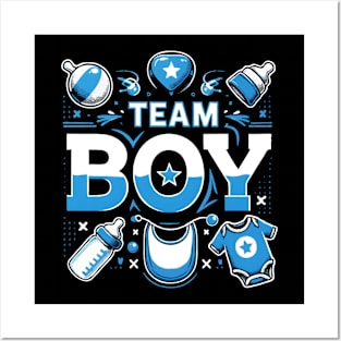 Gender Reveal Baby Announcement Team Boy Posters and Art
